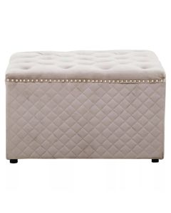 Zamora Square Velvet Ottoman In Grey