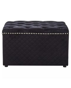 Zamora Square Velvet Ottoman In Black