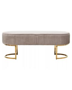 Zamora Velvet Ottoman Bench In Mink With Gold Finish Legs