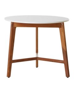 Myan Round Marble Top Side Table In White