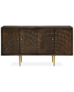 Sipari Solid Mango Wood Sideboard With 4 Doors In Grey And Gold