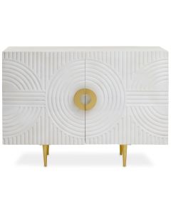 Saras Wooden Sideboard With 2 Doors In White And Gold Metal Legs