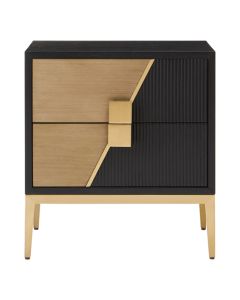 Davoli Wooden Bedside Cabinet With 2 Drawers In Black