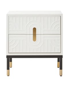 Danta Wooden Bedside Cabinet With 2 Drawers In Off White