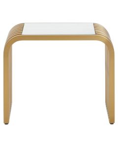 Vogue Glass Top End Table In Matte Gold Stainless Steel Frame