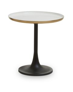 Sevora Metal Side Table In White With Black Column Base