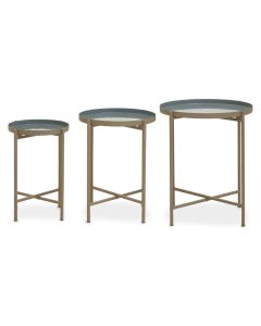 Selona Metal Set Of 3 Side Tables With Cross Metal Legs