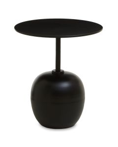Corra Round Metal Side Table In Matte Black
