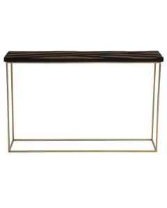 Aris Acacia Wood Console Table In Black And Gold With Metal Frame