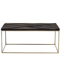 Aris Acacia Wood Coffee Table In Black And Gold With Metal Frame