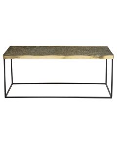 Akola Glass Top Coffee Table In Gold With Sturdy Black Aluminium Frame