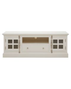Covent Mahogany Wood TV Stand With 2 Doors And 1 Drawer In White