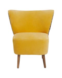 Cefena Cotton Fabric Peacock Accent Chair In Yellow