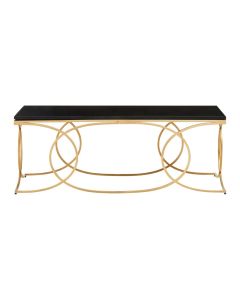 Kia Marble Coffee Table In Black With Gold Metal Frame