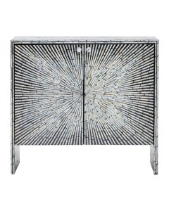 Obra Mother Of Pearl Wooden Sideboard In Black And White