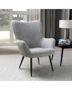 Bordeaux Textured Chenille Effect Fabric Armchair In Grey