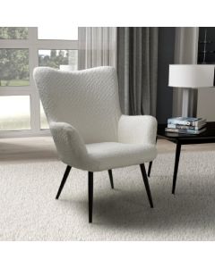 Bordeaux Textured Chenille Effect Fabric Armchair In White