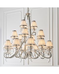 Oksana White Shades 21 Lights Ceiling Pendant Light In Antique Brass