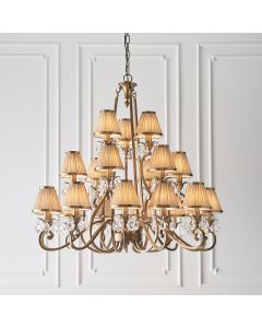Oksana Beige Shades 21 Lights Ceiling Pendant Light In Antique Brass