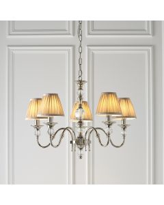 Polina Beige Shades 5 Lights Ceiling Pendant Light In Nickel