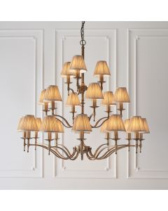 Stanford Beige Shades 21 Lights Ceiling Pendant Light In Antique Brass