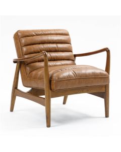 Club Leather Effect Armchair In Tan