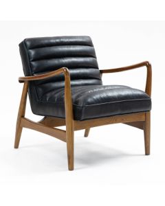Club Leather Effect Armchair In Dark Navy