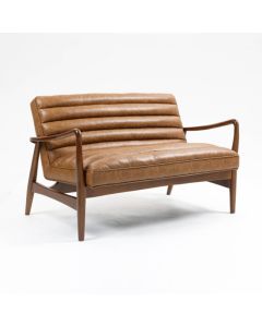 Club Leather Effect 2 Seater Sofa In Tan