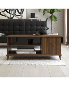 Farnsworth Wooden Coffee Table With Shelf In Walnut