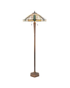 Lloyd Tiffany Glass Shade Floor Lamp In Deep Antique Patina