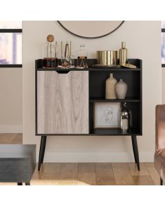 Copley Wooden Bar Cabinet With 2 Doors In Black Oak