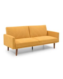 Relax Linen Effect 3 Seater Sofa Bed In Mustard