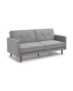 Slumber Linen Effect 3 Seater Sofa Bed In Grey With Wooden Frame