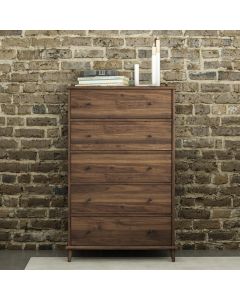 Farnsworth Wooden Chest Of 5 Drawers In Walnut