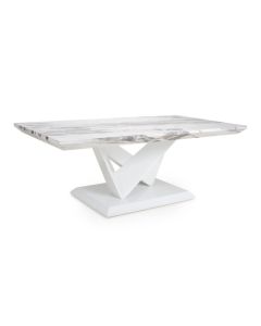 Saturn High Gloss Coffee Table In Grey And White Marble Effect