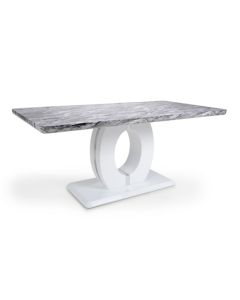Neptune Large Marble Effect Dining Table In Grey And White