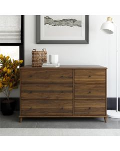 Farnsworth Wooden Chest Of 6 Drawers Wide In Walnut