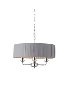 Highclere 3 Lights Wrapped Charcoal Shade Ceiling Pendant Light In Brushed Nickel