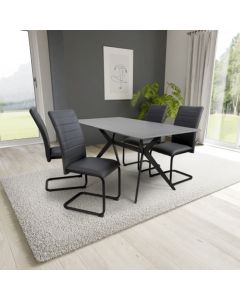 Timor Large Grey Sintered Stone Top Dining Table With 4 Carlisle Grey Chairs