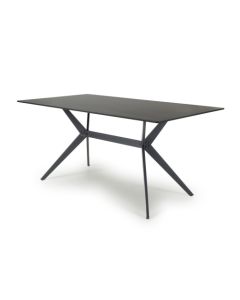Timor 1600mm Ceramic Top Dining Table In Black With X-Frame Legs