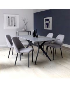 Timor Large Grey Sintered Stone Top Dining Table With 4 Linden Light Grey Chairs