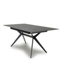 Timor 1800mm Ceramic Top Dining Table In Grey Granite With X-Frame Legs