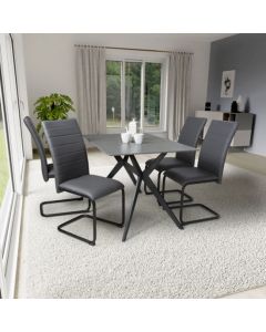 Timor Small Grey Sintered Stone Top Dining Table With 4 Carlisle Grey Chairs