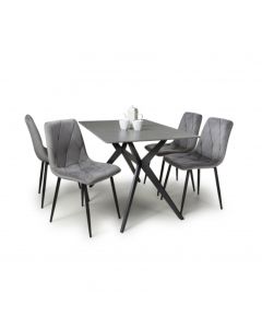Timor Small Grey Sintered Stone Top Dining Table With 4 Vernon Grey Chairs