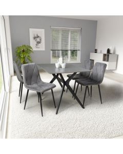 Timor Small Grey Sintered Stone Top Dining Table With 4 Linden Light Grey Chairs