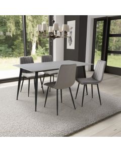 Monaco Large Grey Ceramic Dining Table With 4 Madison Grey Chairs