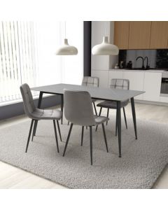 Monaco Large Grey Ceramic Dining Table With 4 Lisbon Grey Chairs