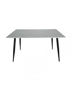 Monaco Small Wooden Dining Table In Grey Marble Effect With Black Legs