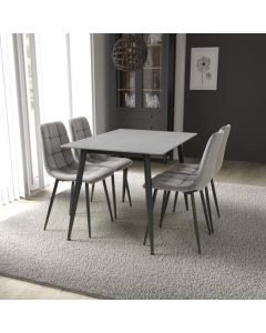 Monaco Small Grey Ceramic Dining Table With 4 Madison Grey Chairs