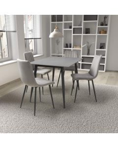 Monaco Small Grey Ceramic Dining Table With 4 Lisbon Grey Chairs